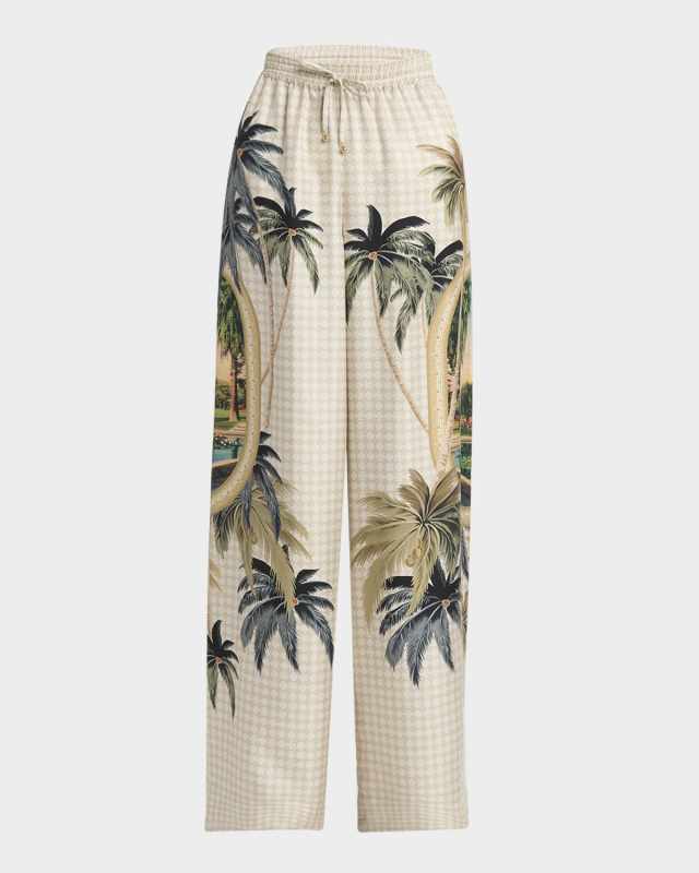 Paradise Wide-Leg Silk Pants